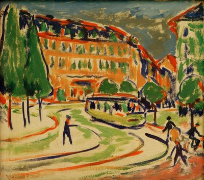 ドレスデンのトラム 作： Ernst Ludwig Kirchner