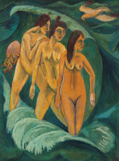 3人の海水浴客、1913年 作： Ernst Ludwig Kirchner
