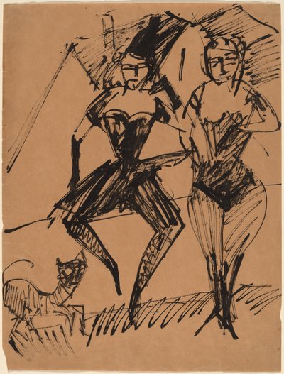 猫と二人のダンサー 作： Ernst Ludwig Kirchner