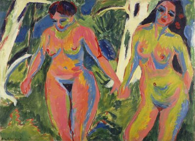 森の中の2人のヌード女性、1909年 作： Ernst Ludwig Kirchner