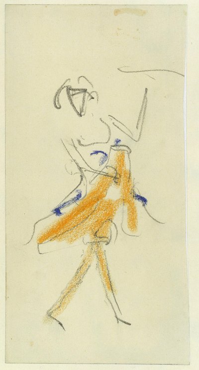 ダンサー。 Ernst Ludwig Kirchner (1880-1938) の作品、ボール紙に鉛筆とパステル 作： Ernst Ludwig Kirchner