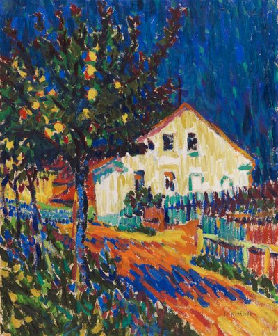 りんごの木のある村の通り、1907年。 作： Ernst Ludwig Kirchner