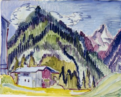 荒野の家、1924年から25年（紙と紙とグラファイト） 作： Ernst Ludwig Kirchner