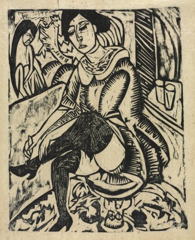 靴を履く女性 作： Ernst Ludwig Kirchner