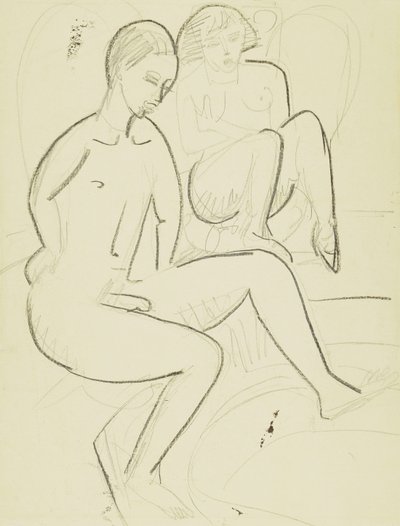 バスルームで若いカップル 作： Ernst Ludwig Kirchner