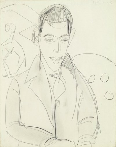 若き詩人（サイモン・ガットマン）、1911（紙に黒鉛） 作： Ernst Ludwig Kirchner