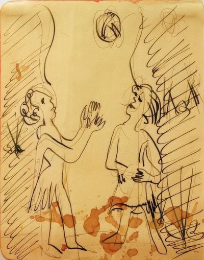 2人の女の子がボールをプレー 作： Ernst Ludwig Kirchner