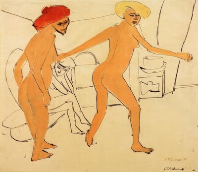 2つの裸のダンサー 作： Ernst Ludwig Kirchner