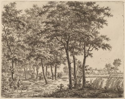 薪を運ぶ農民のいる風景、c。 1800年。 作： Ernst Willem Jan Bagelaar