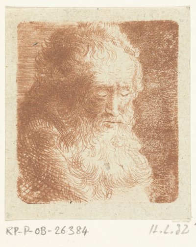 ひげを生やした老人、見下ろしている: 4 分の 3、右側 作： Ernst Willem Jan Bagelaar