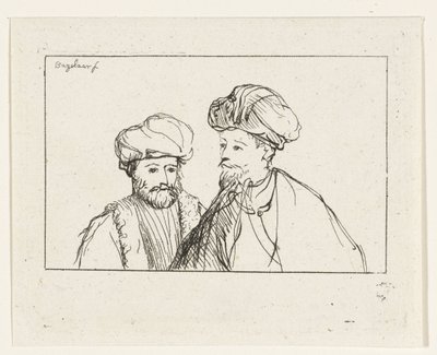 ターバンを巻いた 2 人の男性の肖像画 作： Ernst Willem Jan Bagelaar