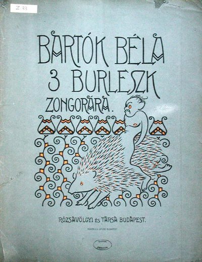 ベラ・バルトーク（1881-1945）の「ピアノのための3つのバーレスク」の楽譜の表紙（カラーリトグラフ） 1912年 作： Ervin Voit