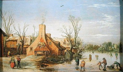 冬の村」1623年（油彩・パネル） 作： Esaias I van de Velde
