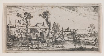 シリーズ "Ten Oblong Landscapes "より「運河の向こうの農場 作： エサイアス1世・ファン・デ・ヴェルデ