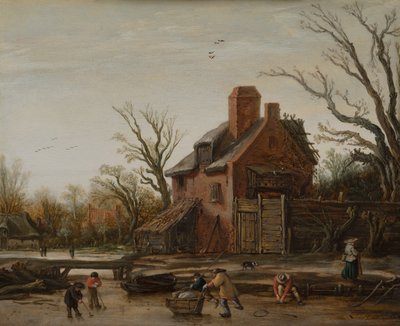 農家のある冬景色 作： Esaias I van de Velde