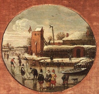 スケーターのいる冬景色（パネル 作： Esaias I van de Velde