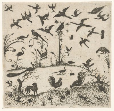 鳥 Schweifwerk 銀細工の装飾品 (シリーズタイトル) 作： Esaias van Hulsen