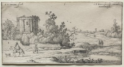 風景: ローマ神殿の遺跡のある風景 作： Esaias van de Velde