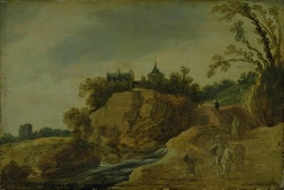 城のある岩の風景 作： Esaias van de Velde