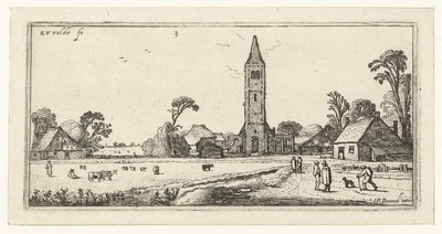 Spaarnwoude 近くの道路のハイカー 風景（シリーズタイトル） 作： Esaias van de Velde
