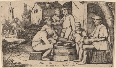 戸外で昼食をとる農民 作： Esaias van de Velde I