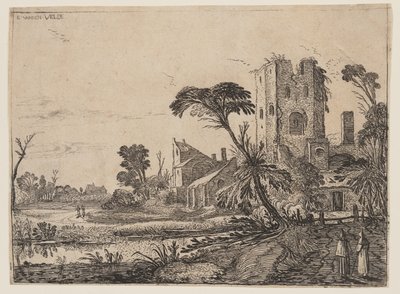 二人の僧侶の道 作： Esaias van den Velde I