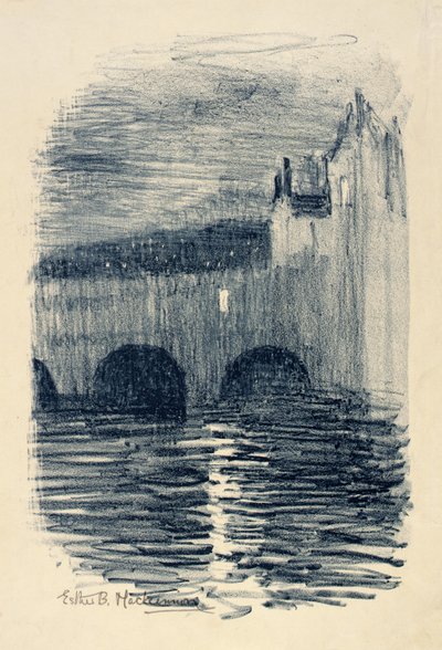 バース、プルトニー橋--たそがれ時 作： Esther Blaikie MacKinnon