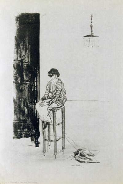 レディと編み物 作： Ethel Gabain