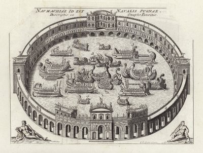 ローマの闘技場での海戦（銅版画 作： Etienne (after) Duperac
