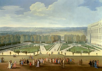 ヴェルサイユ庭園の北側花壇を望むルイ14世（1638年～1715年）のプロムナード エティエンヌ・アレグラン（1644年～1736年）の絵画 1688年 約Sun.2,3x2,9 m 作： Etienne Allegrain
