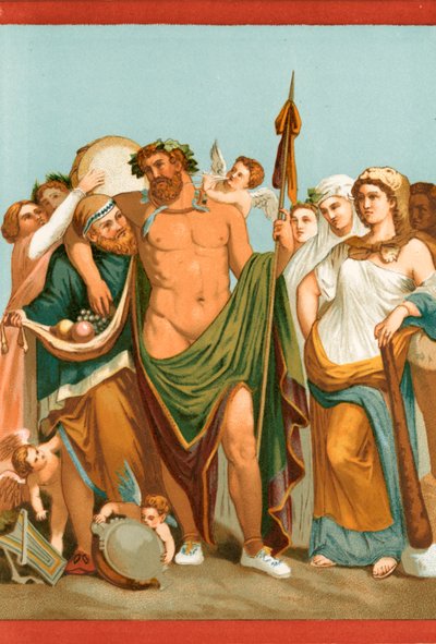 ポンペイ絵画のヘラクレスとオンファレ 作： Etienne Antoine Eugene Ronjat