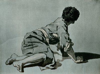 地面にしゃがんだ少年の研究 作： Etienne Aubry