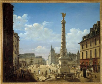 La place et la fontaine du Chatelet エティエンヌ・ブーショット（1780-1862）による絵画 1810年 日：0.81x0.99 m パリ、カルナヴァレ美術館 作： Etienne Bouhot