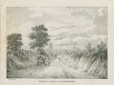 タムワース-北からの遠景：リトグラフ、nd [1796-1865] 作： Etienne Bruno Hamel