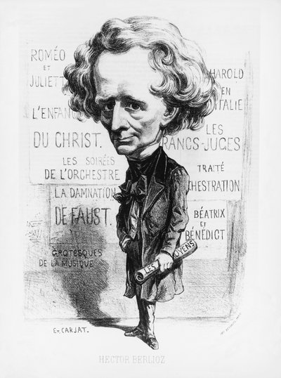 フランス、パリ、作曲家エクトル・ベルリオーズ（1803～1869）の風刺画 作： Etienne Carjat