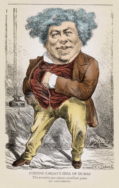 アレクサンドル・デュマ（1803-1870）の父の肖像：エティエンヌ・カルジャによる風刺画。 作： Etienne Carjat