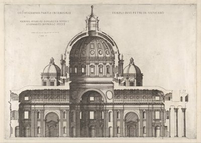 壮大なローマのガラス：サイの内部を示す縦断面図...、1551、1558-61。 作： Etienne Duperac