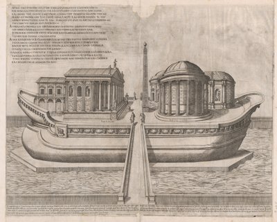 ローマの壮大さの鏡: テベレ島の寺院、1582., 1582. 作： Etienne Duperac