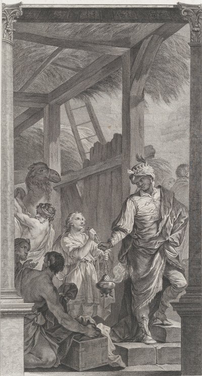 パリのファウンドリングのチャペル: Le Roi mage Balthazar et sa suite, 1752. 作： Etienne Fessard