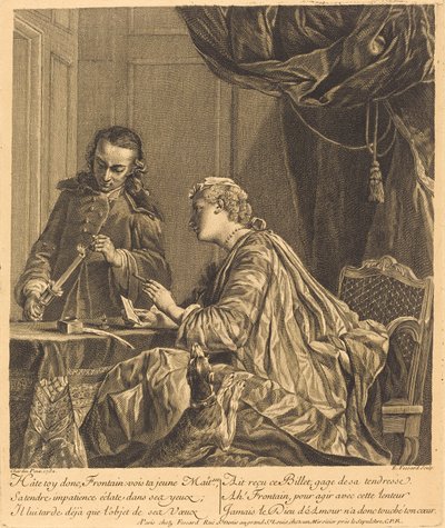 Lady sealing a letter (Woman Sealing a Letter) 作： Etienne Fessard after Jean Siméon Chardin
