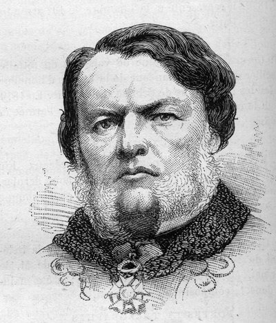 フランスの政治家Auguste Gougeard (1827-1886)の肖像。11月26日付「Le Monde Illustré」1287号に掲載されたボクールの版画。 作： Etienne Gabriel Bocourt