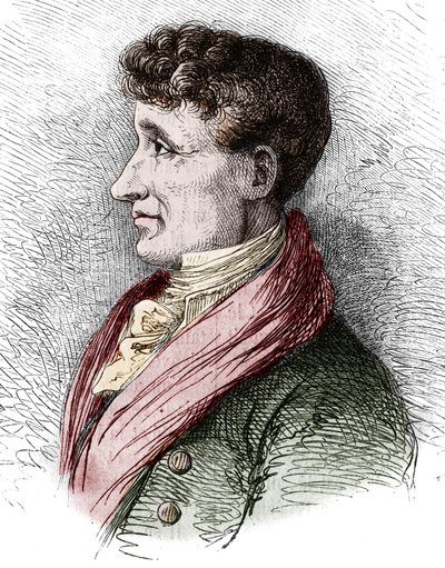 フランスの作家、ジョセフ・ジュベール（1754-1824）の肖像。ボクールが「絵の雑誌」に描いたもの。 作： Etienne Gabriel Bocourt