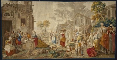 ビレッジフェスティバルの屋外市場、1755-89年 作： Étienne Jeaurat