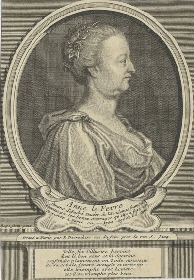 アン・ダシエ・ネ・ル・フェーブル1647-1720、1720年頃の肖像。 作： Etienne Jehandier Desrochers