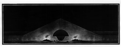 埋葬された建築物の種類を特徴づける」葬儀用モニュメント - E.L.ブーレー 作： Etienne Louis Boullee