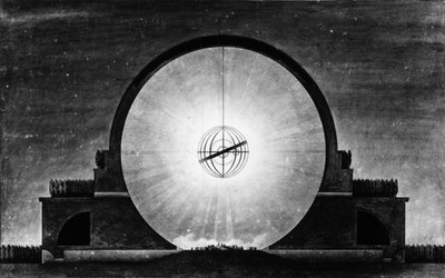 ニュートンの慰霊碑、デイエフェクトカット - E.L. Boullée 作： Etienne Louis Boullee