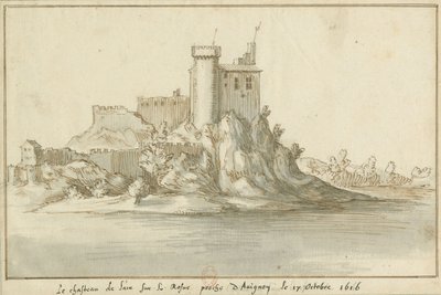 1616年10月17日、アヴィニョン近郊のローヌ河畔にあるレア城  Veue du Château de L