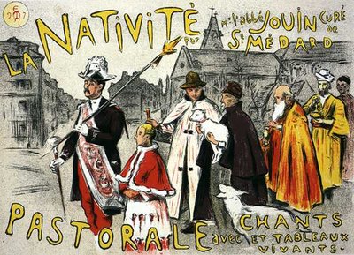 歌と生活の絵が描かれたキリスト降誕祭の宣伝ポスターの複製 作： Etienne Moreau Nelaton