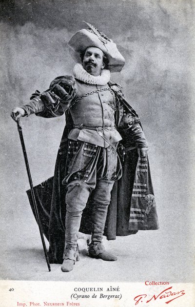 シラノ・ド・ベルジュラック」の衣装を着たコンスタント・コケリン（コケリン・アイネ、1841～1909年）（写真 作： Etienne Neurdein