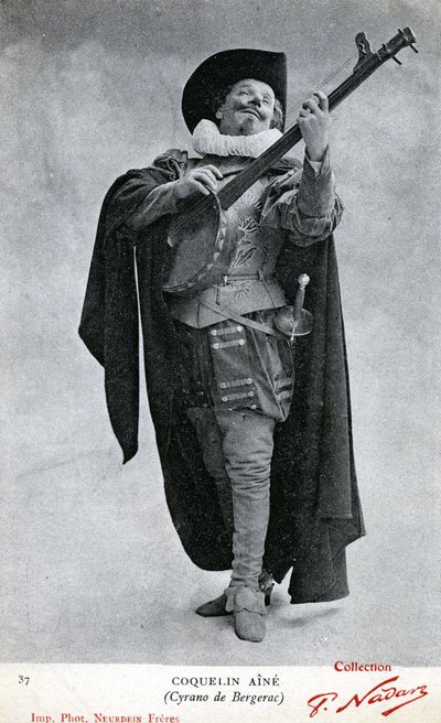 シラノ・ド・ベルジュラック」の衣装で撮影されたコンスタント・ポピーことコケリン・アイネ（1841～1909年）（写真 作： Etienne Neurdein